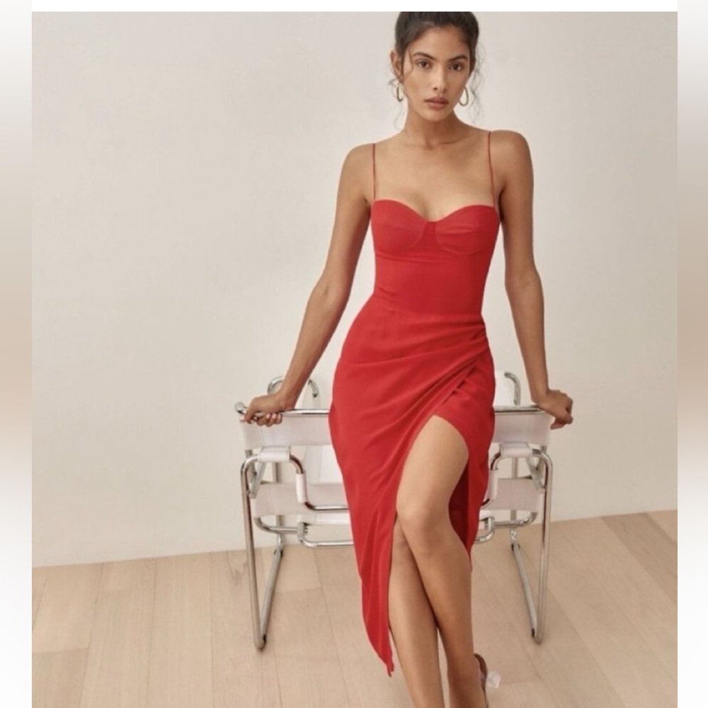 Reformation Kourtney Dress - Cherry Red